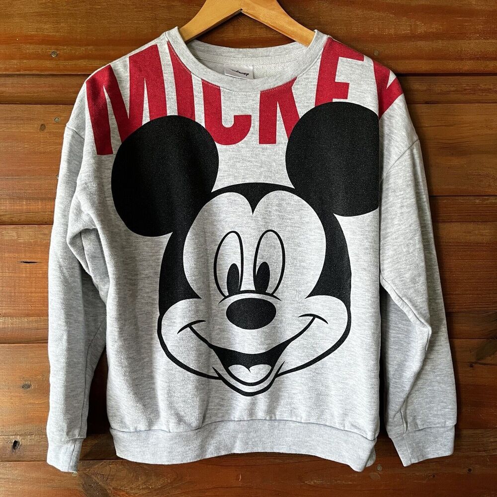 DISNEY Mickey Mouse Sweatshirt Pullover Graphic Crewneck Women Size Small
